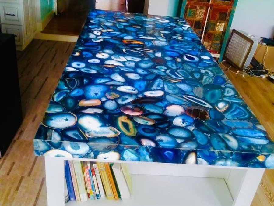 custom blue agate semi precious stone table top melbourne fl