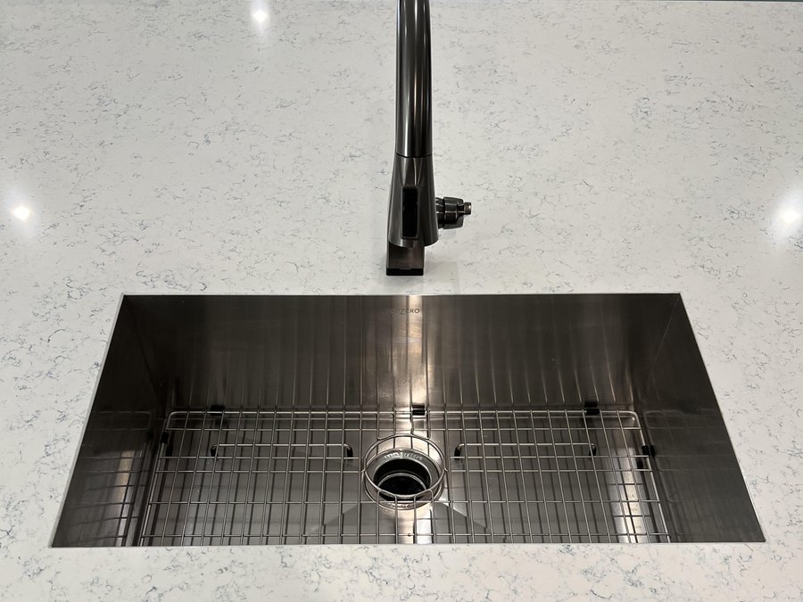 custom quartz island with undermount workstation sink melbourne fl