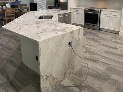 quartzite waterfall kitchen island melbourne fl