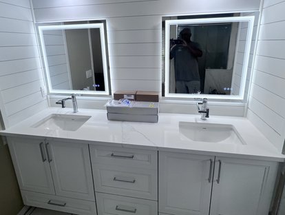 double vanity countertop with lighted mirrors melbourne fl