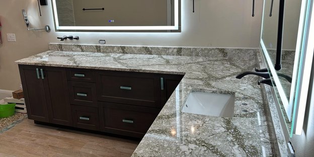 granite vanity countertop with dark cabinets melbourne fl